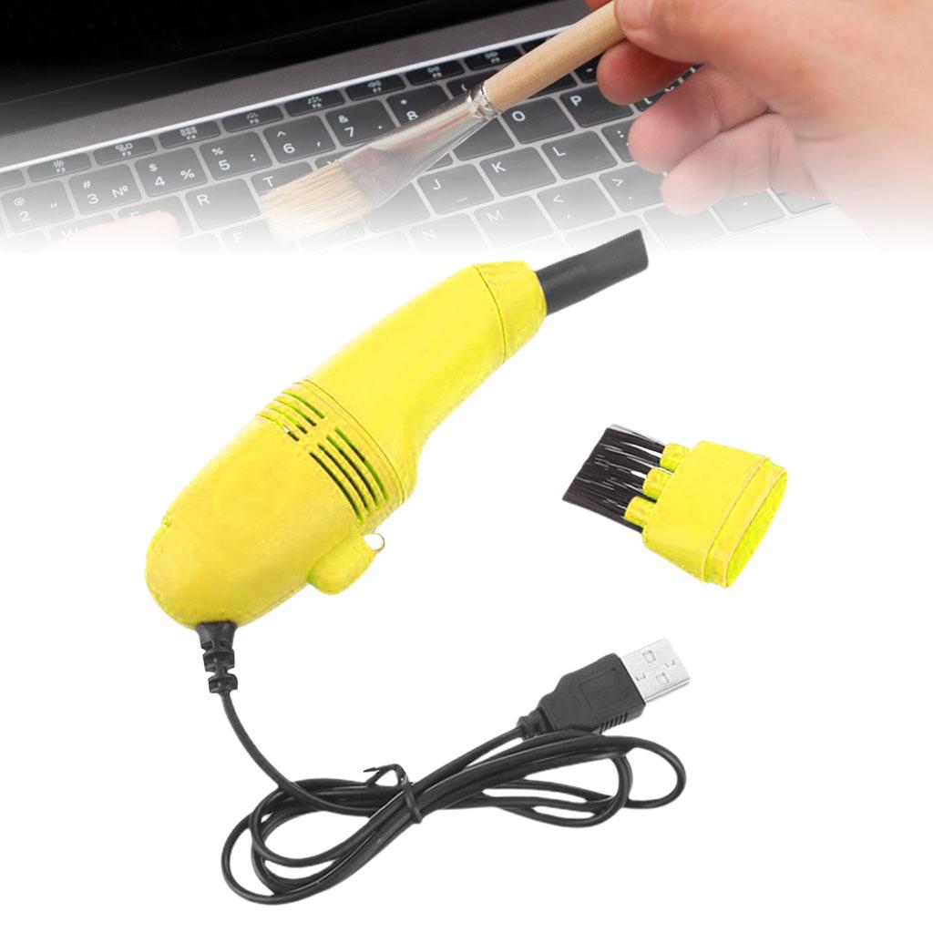 Mini Table Dust Sweeper Dust Collector Brush for Car PC Camera Pet Hairs Yellow