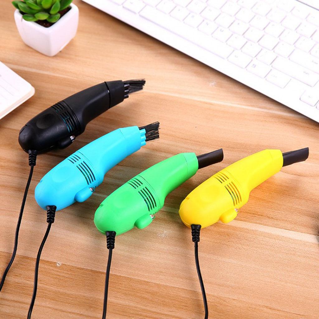Mini Table Dust Sweeper Dust Collector Brush for Car PC Camera Pet Hairs Yellow