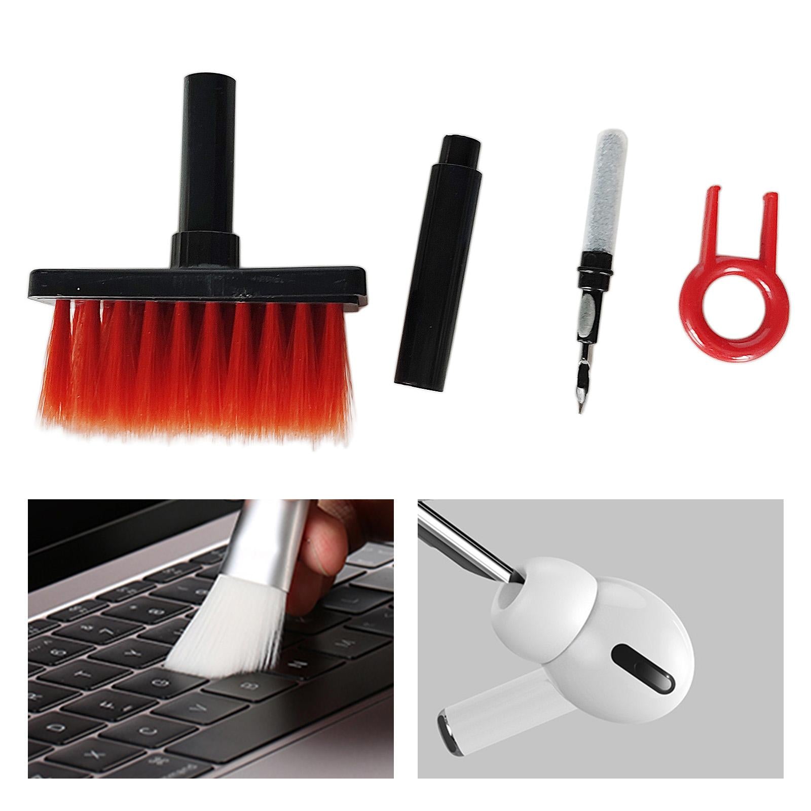 4x Keyboard Cleaning Brush Corner Gap Tools Cleaner for Keyboard Gamers PC Black Red