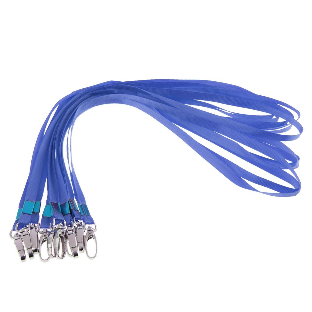 Polyester Neck Strap Lanyard with Clips for ID Cards Badges Key Chains Blue