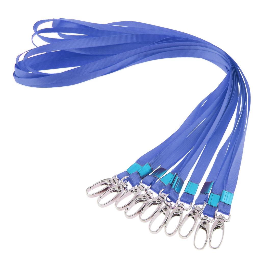 Polyester Neck Strap Lanyard with Clips for ID Cards Badges Key Chains Blue