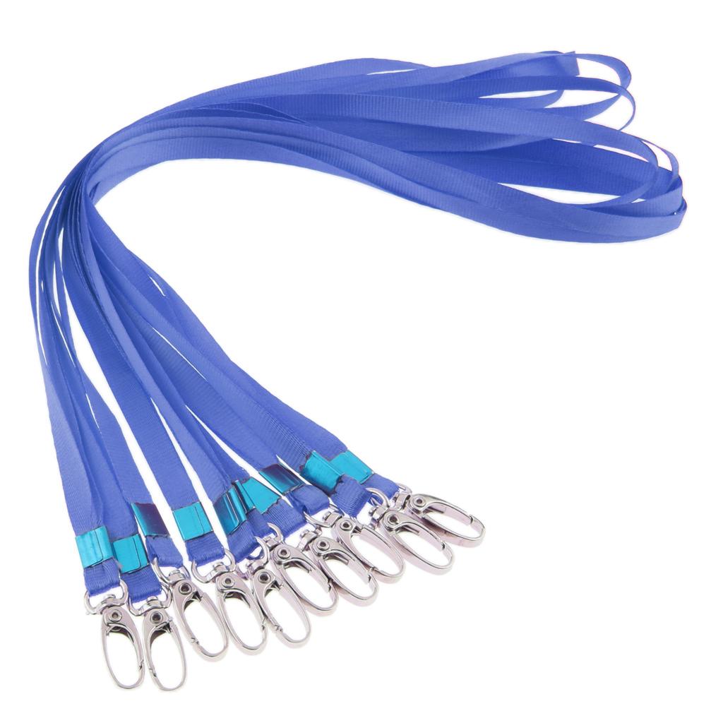 Polyester Neck Strap Lanyard with Clips for ID Cards Badges Key Chains Blue