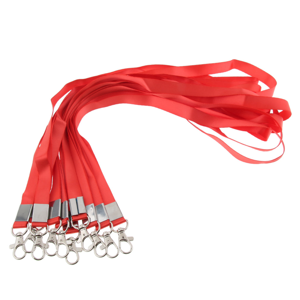 10pcs Metal Lobster Clasp Lanyard ID Badge Key Holder Neck Straps Red