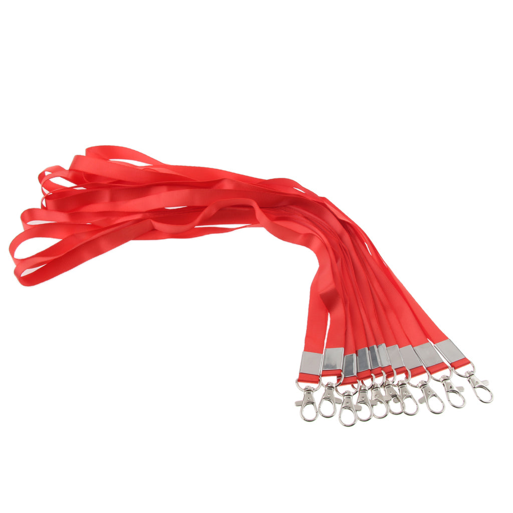 10pcs Metal Lobster Clasp Lanyard ID Badge Key Holder Neck Straps Red