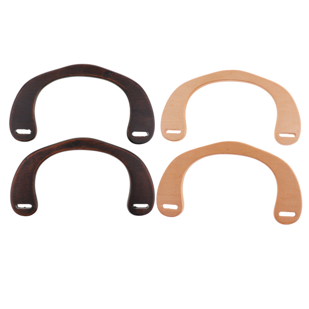 2Pack Wooden U Shaped Bag Handle Replacement for Handmade Bag Purse Coffee