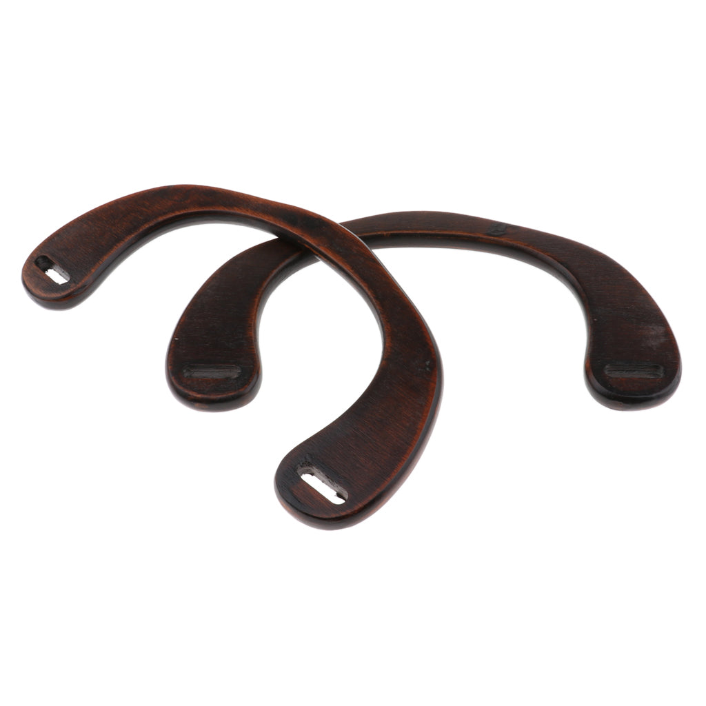 2Pack Wooden U Shaped Bag Handle Replacement for Handmade Bag Purse Coffee