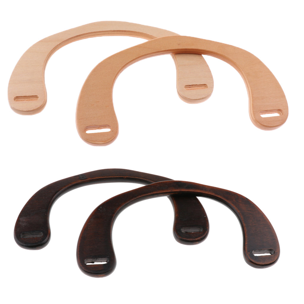 2Pack Wooden U Shaped Bag Handle Replacement for Handmade Bag Purse Coffee