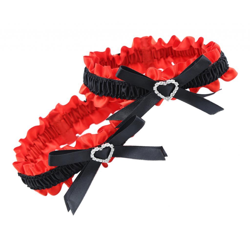 1 Pair Womens Love Heart Bows Leg Garter Belt Rings