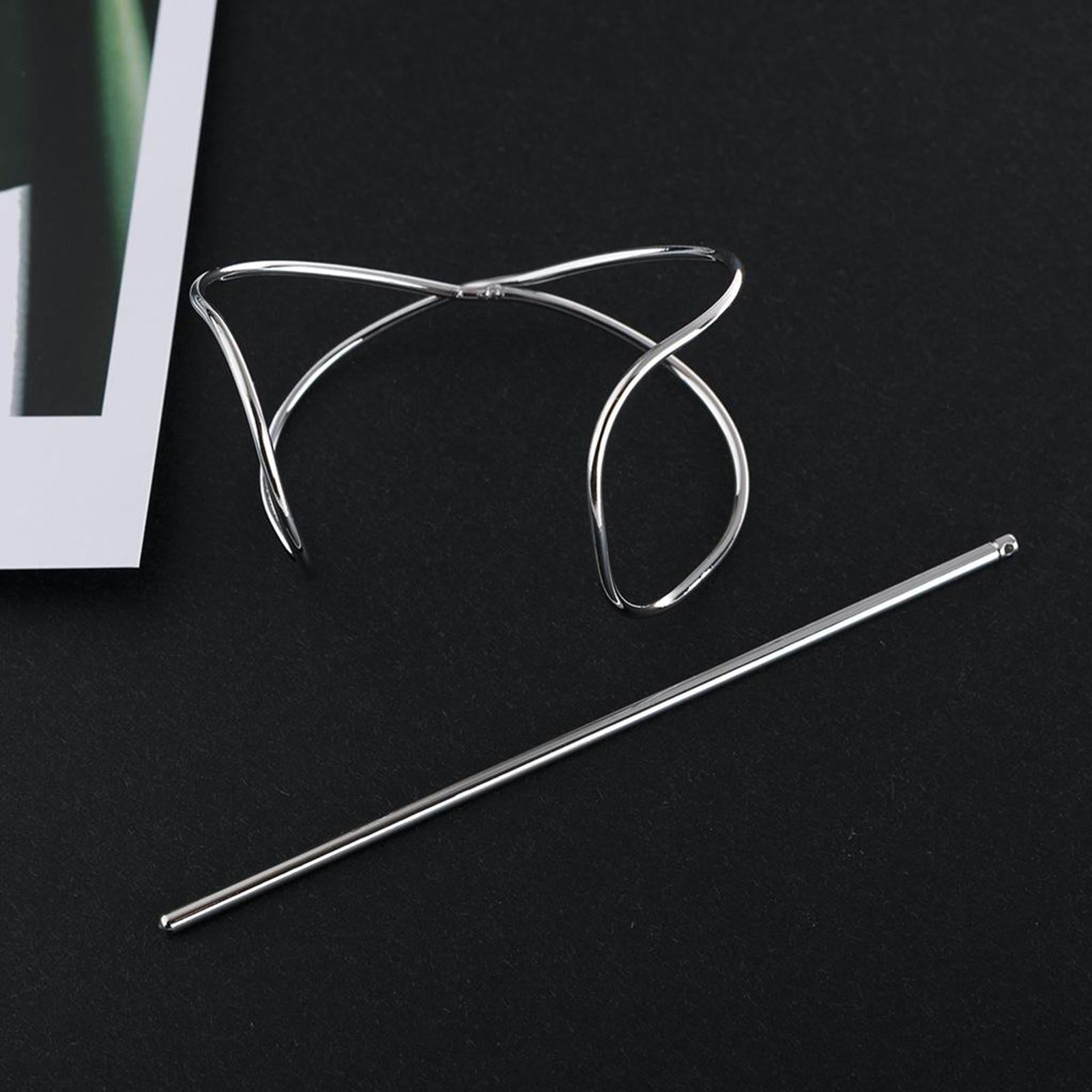Women Boho Hairpin Stick Pin Hair Slide Clip Bun Holder Hair Accessories Silver