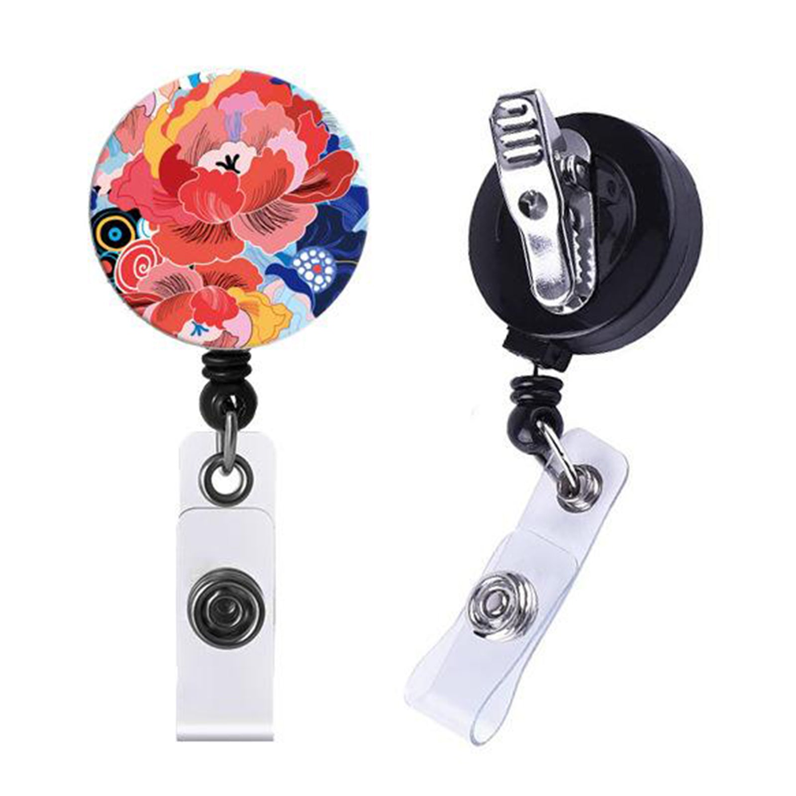Vintage Retractable Reel Badge ID Card Lanyard Holder Recoil Key Tag Clip A