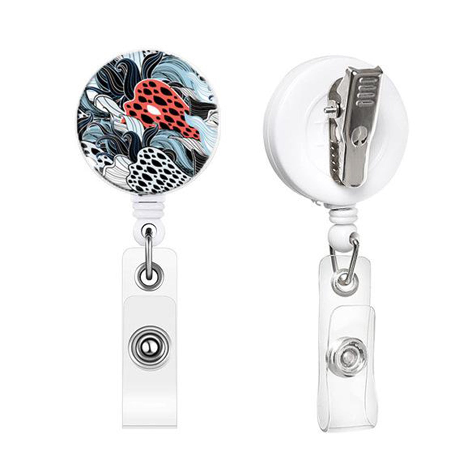 Vintage Retractable Reel Badge ID Card Lanyard Holder Recoil Key Tag Clip B