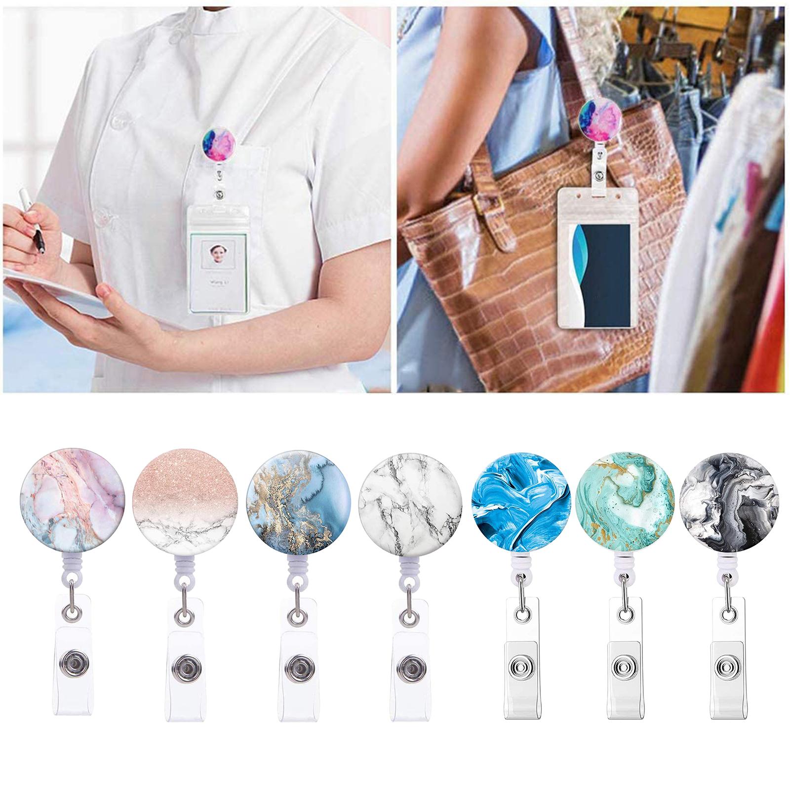 Badge Reel Pull Keychain Retractable ID Holders Card Identity Clips  3pcs A