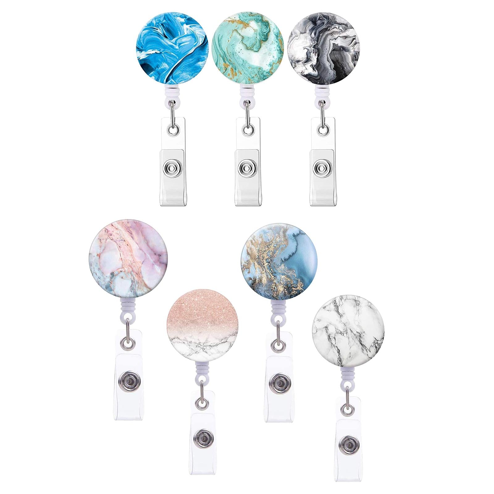 Badge Reel Pull Keychain Retractable ID Holders Card Identity Clips  3pcs A