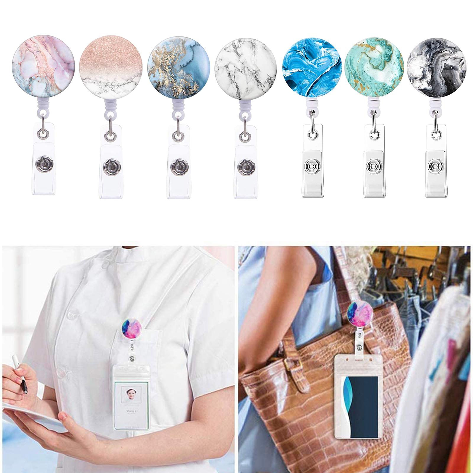 Badge Reel Pull Keychain Retractable ID Holders Card Identity Clips  3pcs A