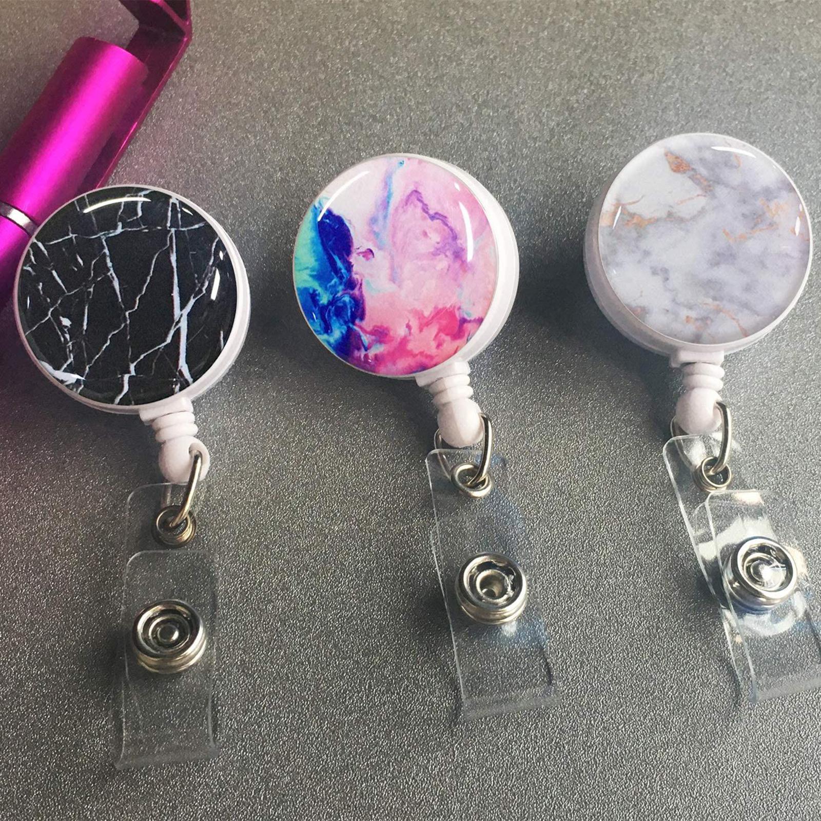 Badge Reel Pull Keychain Retractable ID Holders Card Identity Clips  4pcs B