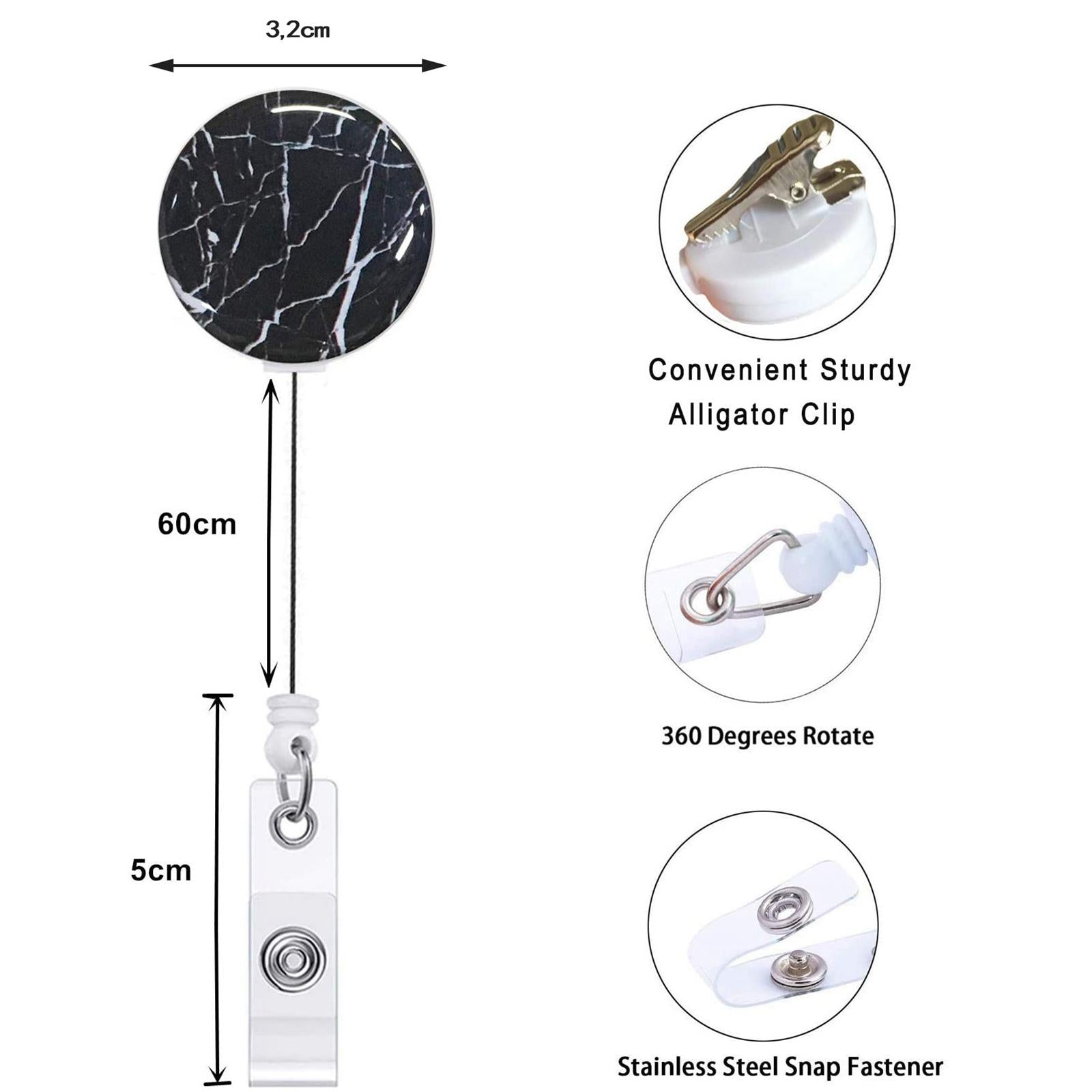 Badge Reel Pull Keychain Retractable ID Holders Card Identity Clips  4pcs B