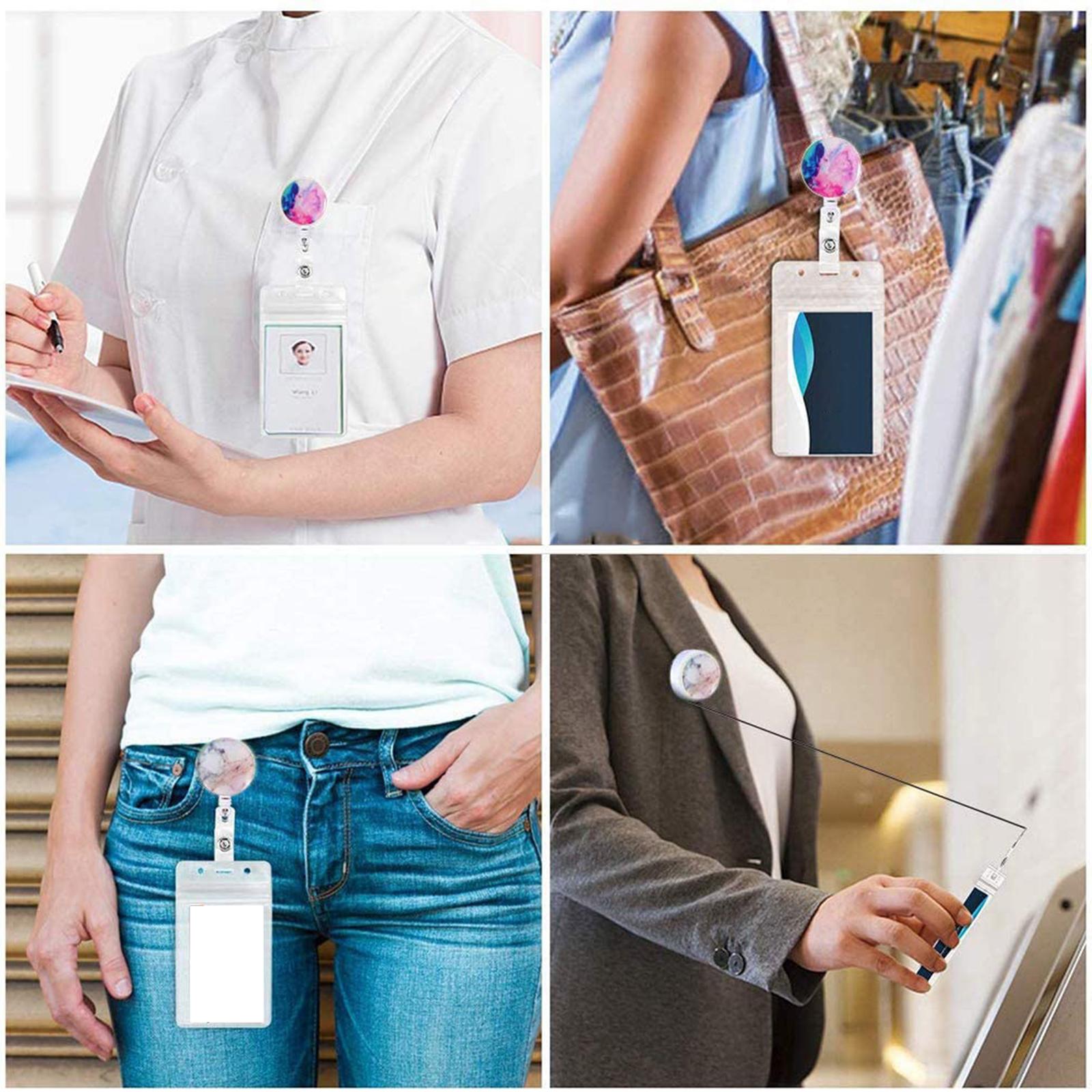 Badge Reel Pull Keychain Retractable ID Holders Card Identity Clips  4pcs B