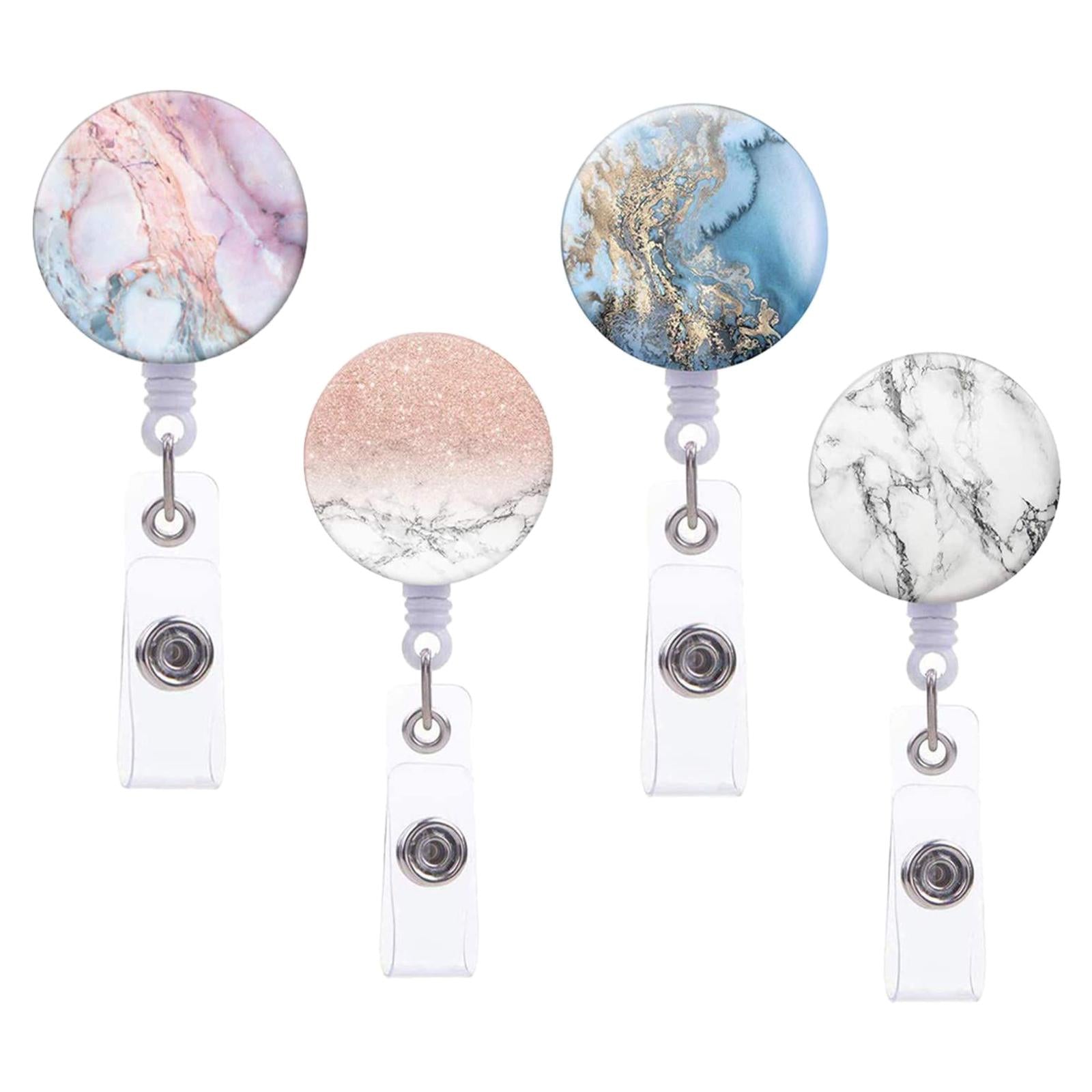 Badge Reel Pull Keychain Retractable ID Holders Card Identity Clips  4pcs B