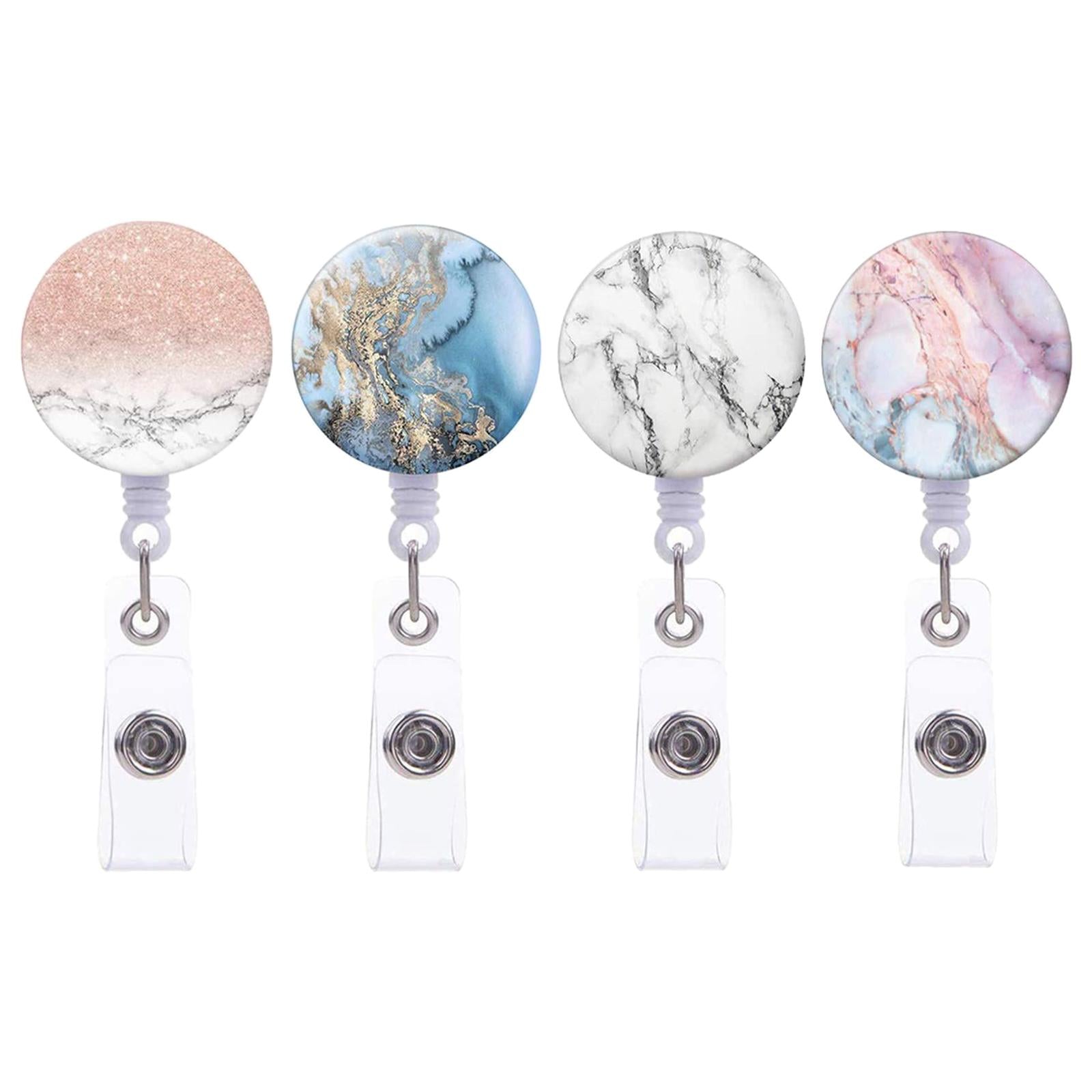 Badge Reel Pull Keychain Retractable ID Holders Card Identity Clips  4pcs B
