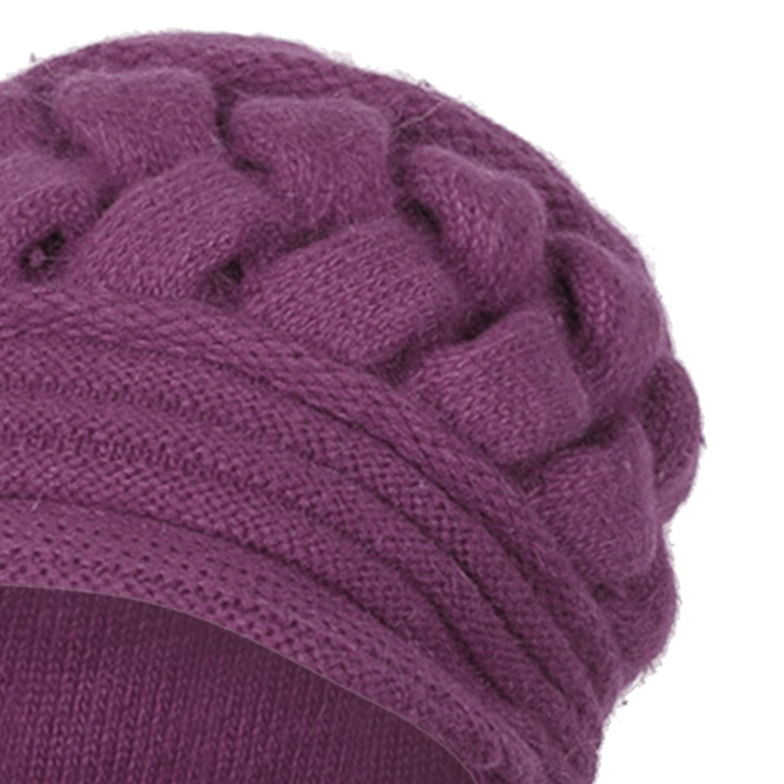 Winter Women  Hat Warm Skullies  Scarf Crochet Casual Cap Purple