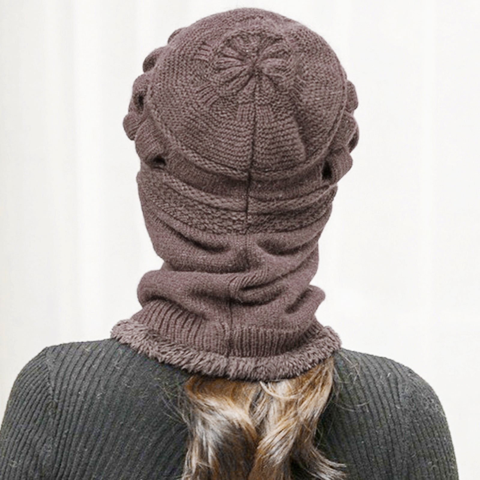 Winter Women  Hat Warm Skullies  Scarf Crochet Casual Cap Khaki