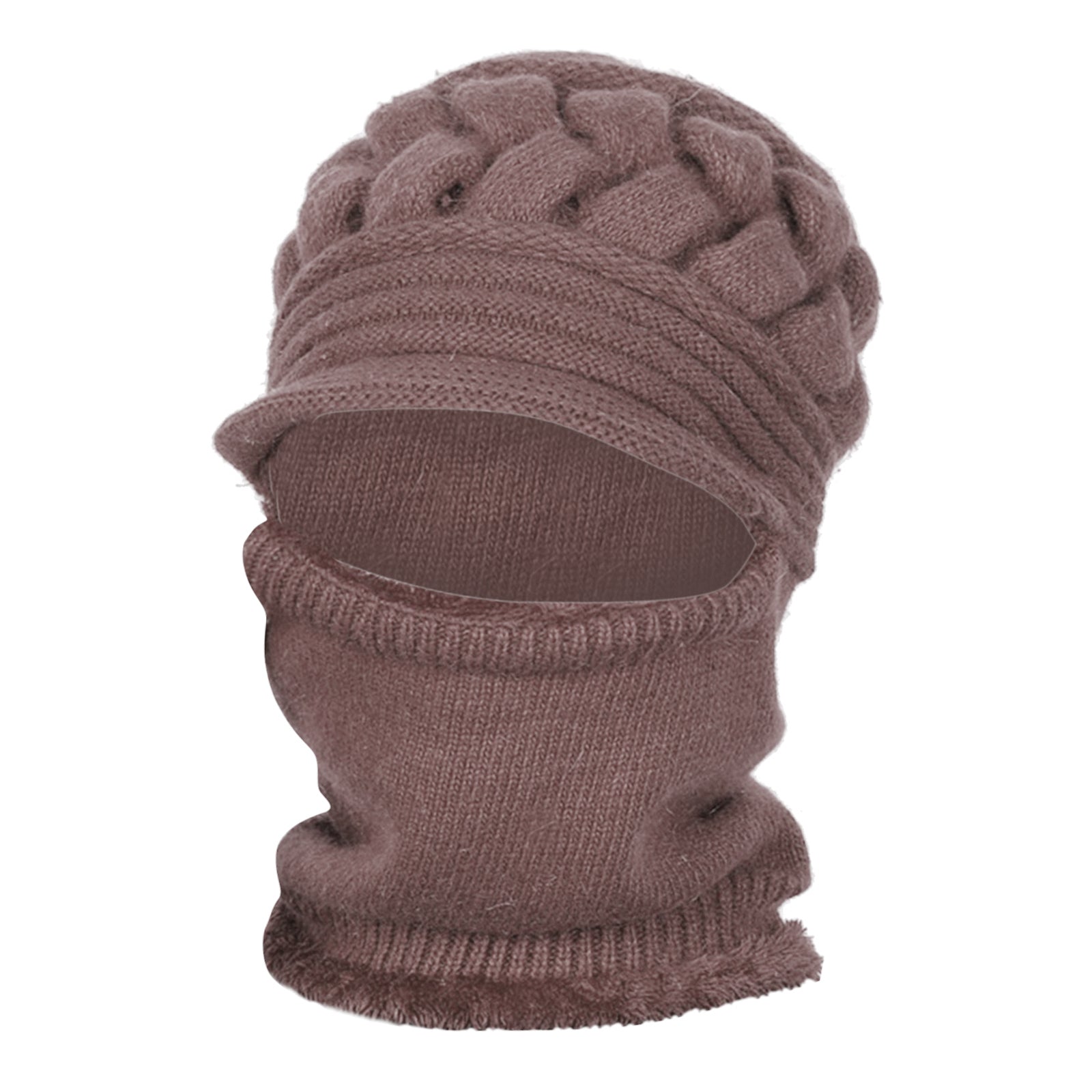 Winter Women  Hat Warm Skullies  Scarf Crochet Casual Cap Khaki