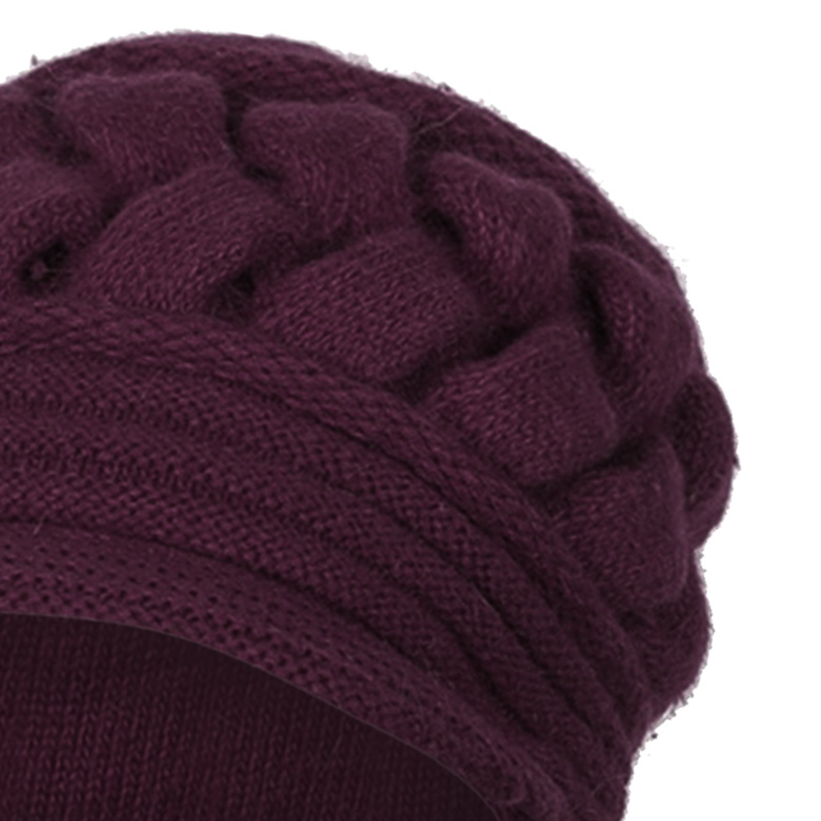 Winter Women  Hat Warm Skullies  Scarf Crochet Casual Cap Dark Violet