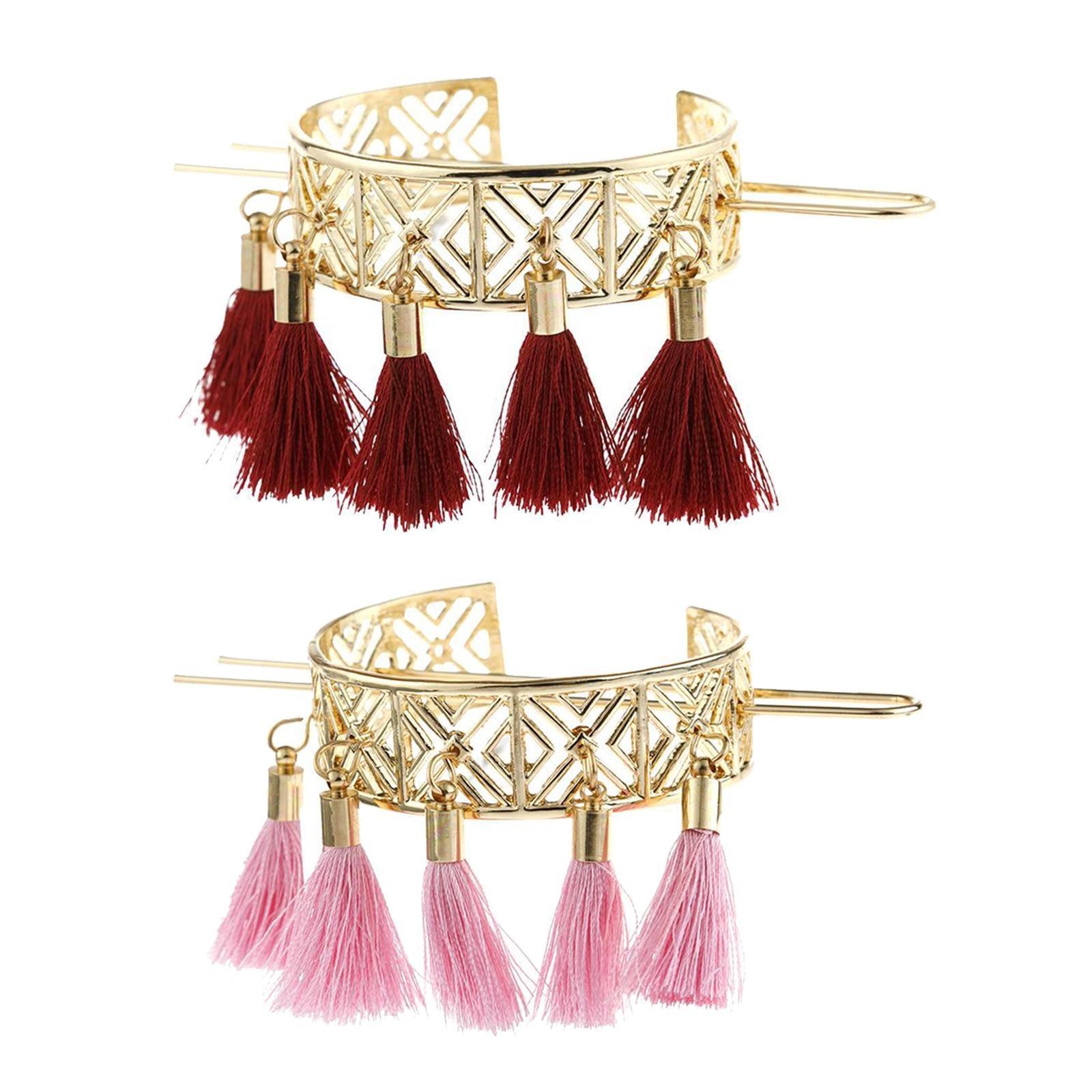 Hair Chopstick Metal Tassel Hair Pin Hair Bun Stick Styling Accessories Red
