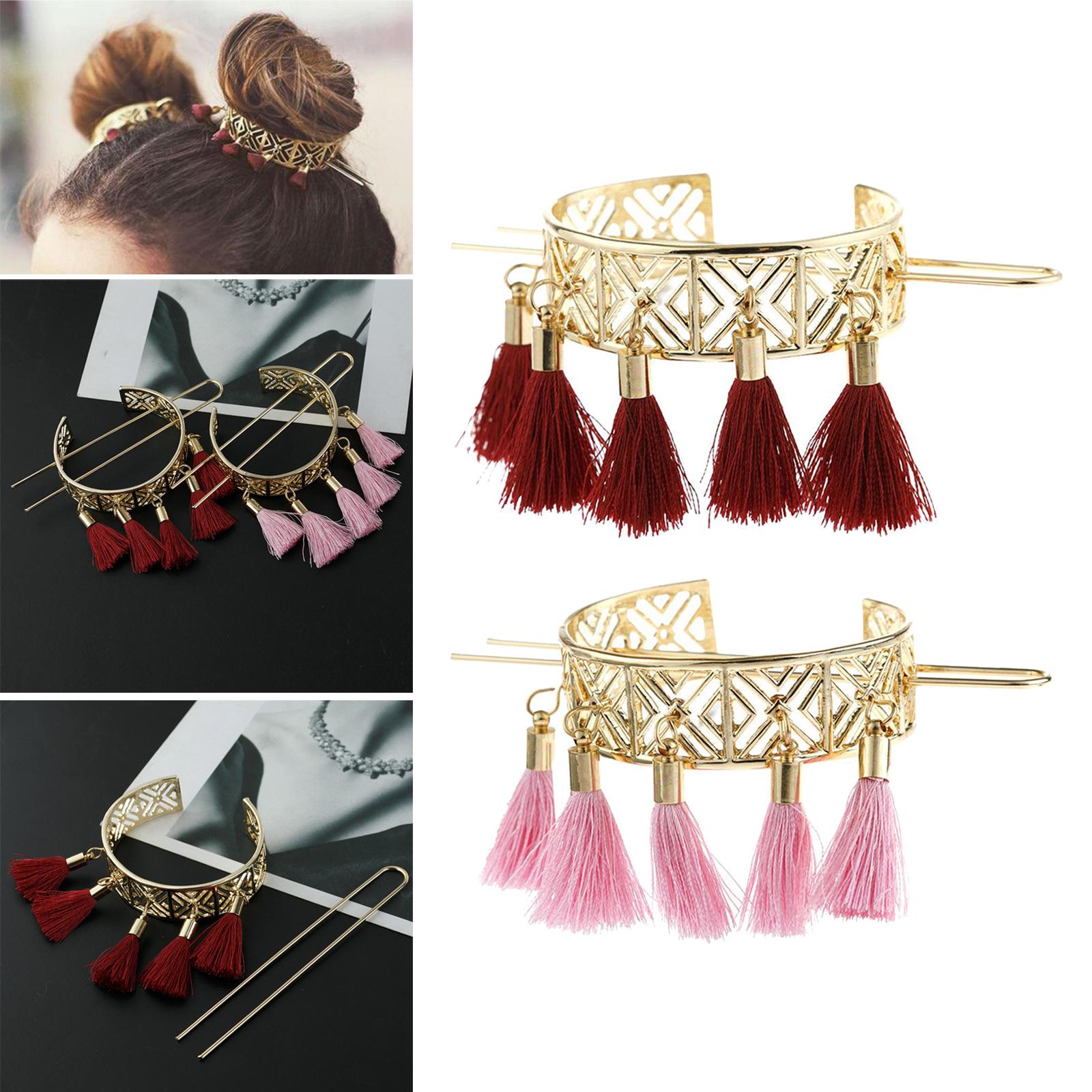 Hair Chopstick Metal Tassel Hair Pin Hair Bun Stick Styling Accessories Red