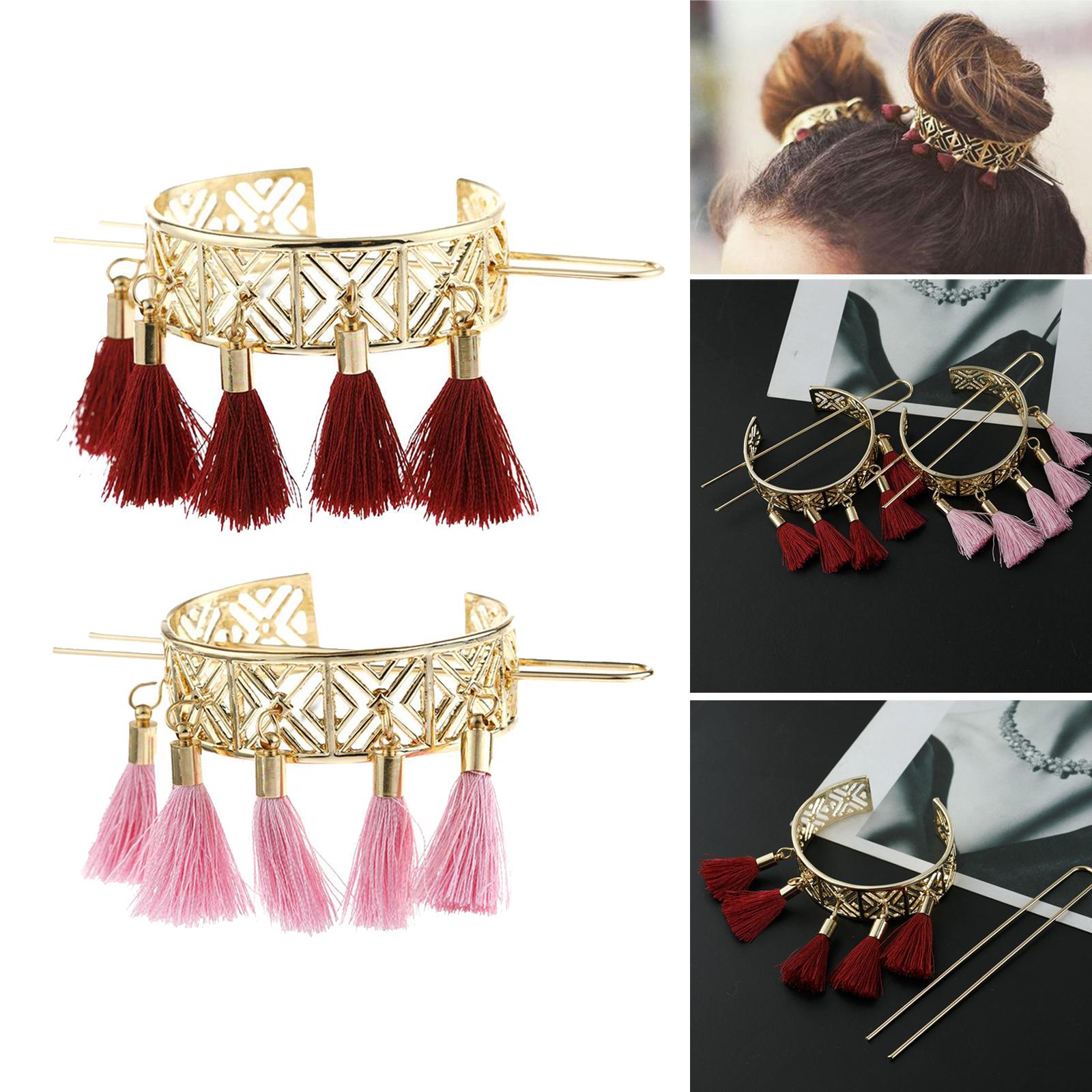 Hair Chopstick Metal Tassel Hair Pin Hair Bun Stick Styling Accessories Red
