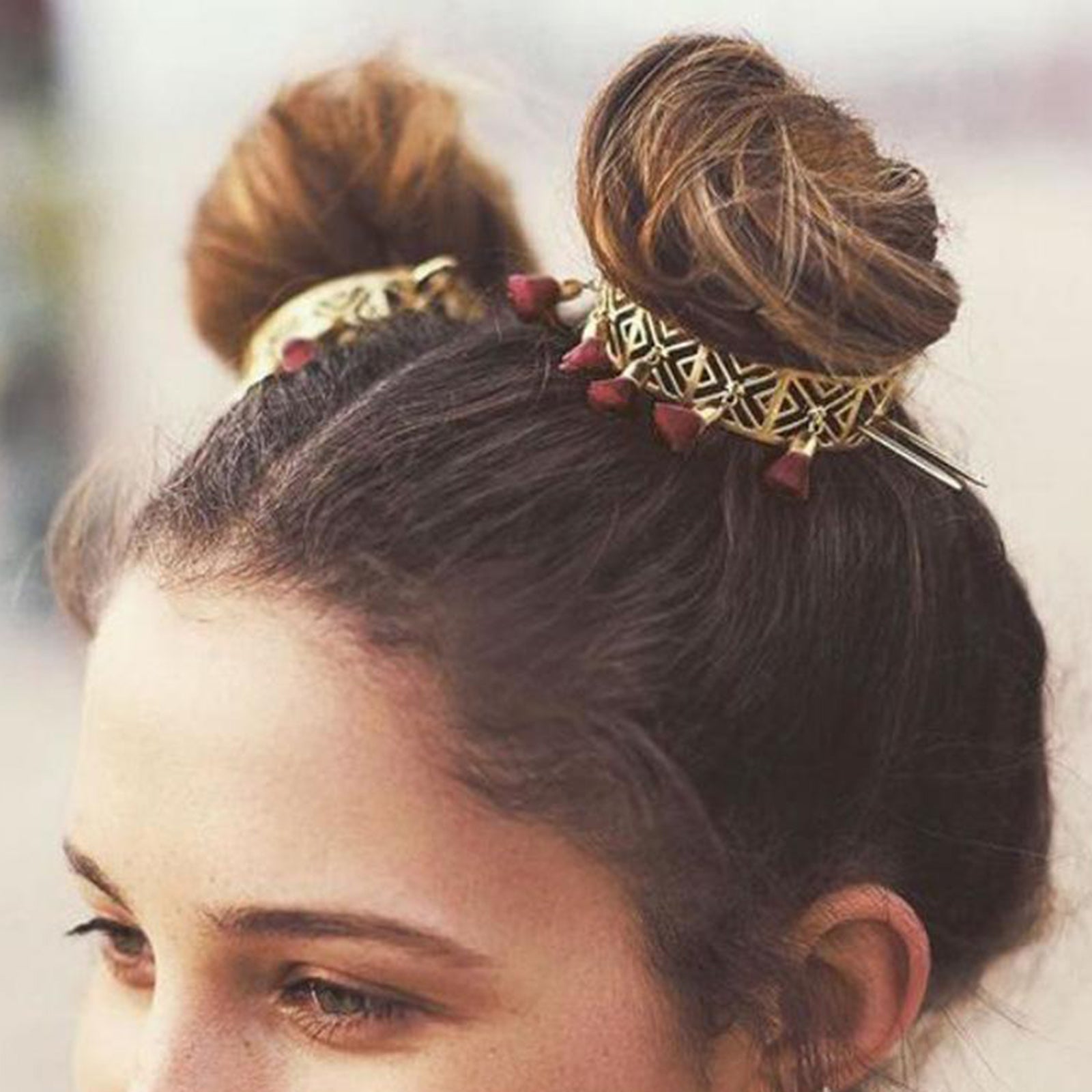 Hair Chopstick Metal Tassel Hair Pin Hair Bun Stick Styling Accessories Pink