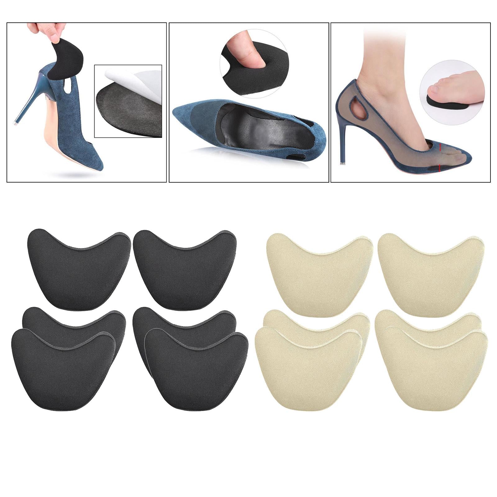 3 Pairs Shoe Filler Inserts Reusable Toe Plug Foot Brace Pads Black