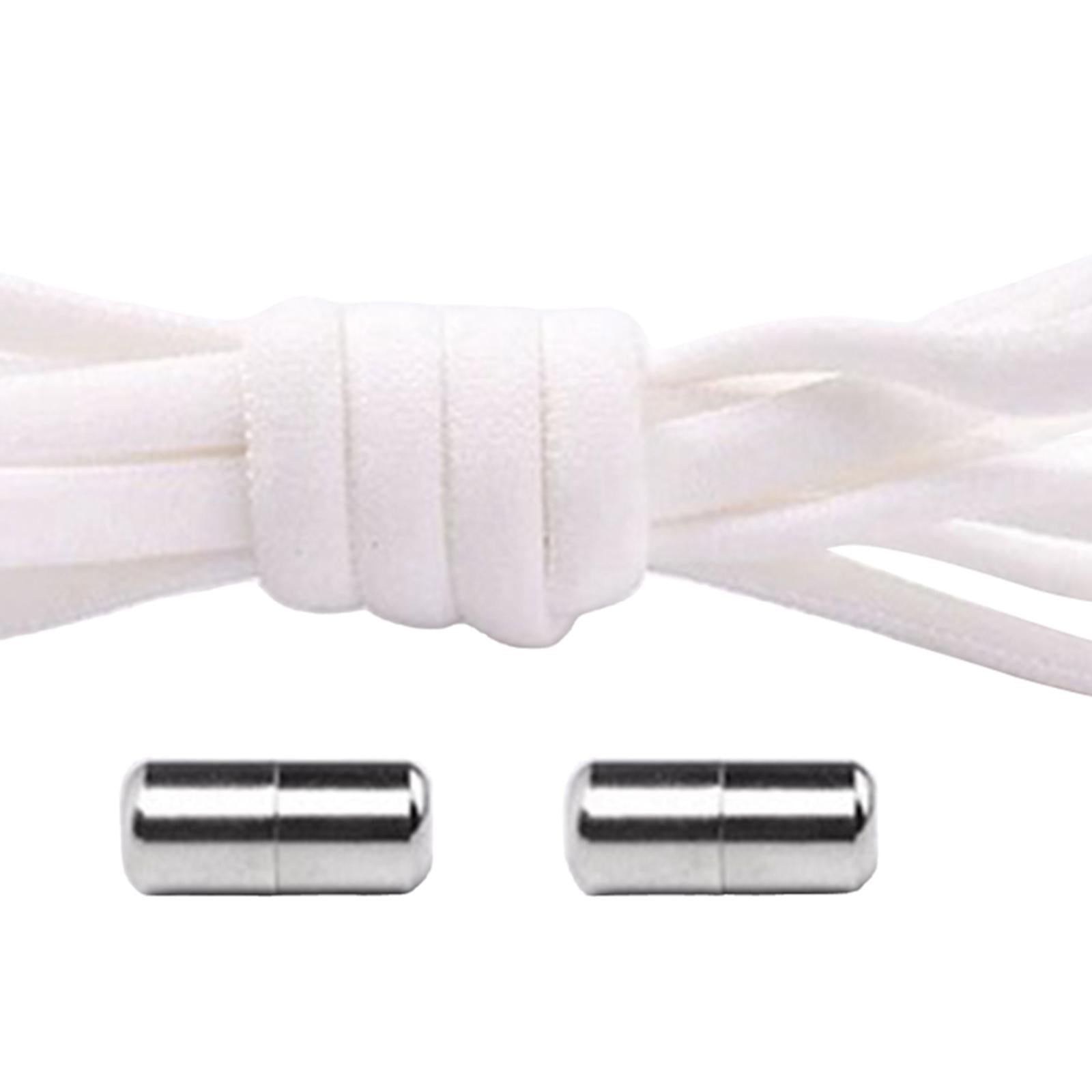 No Tie Shoelaces Elastic Lock Shoes Trainers Lazy Laces White