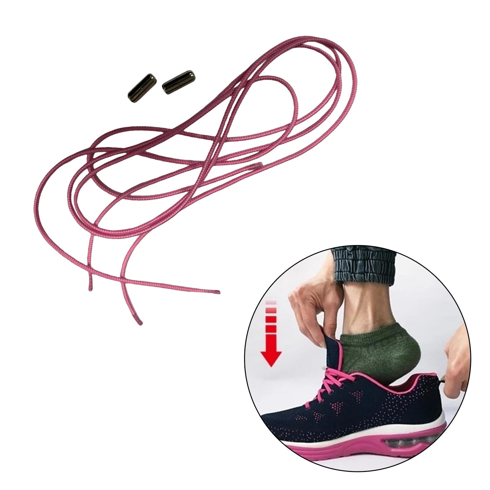 No Tie Shoelaces Elastic Lock Shoes Trainers Lazy Laces Pink