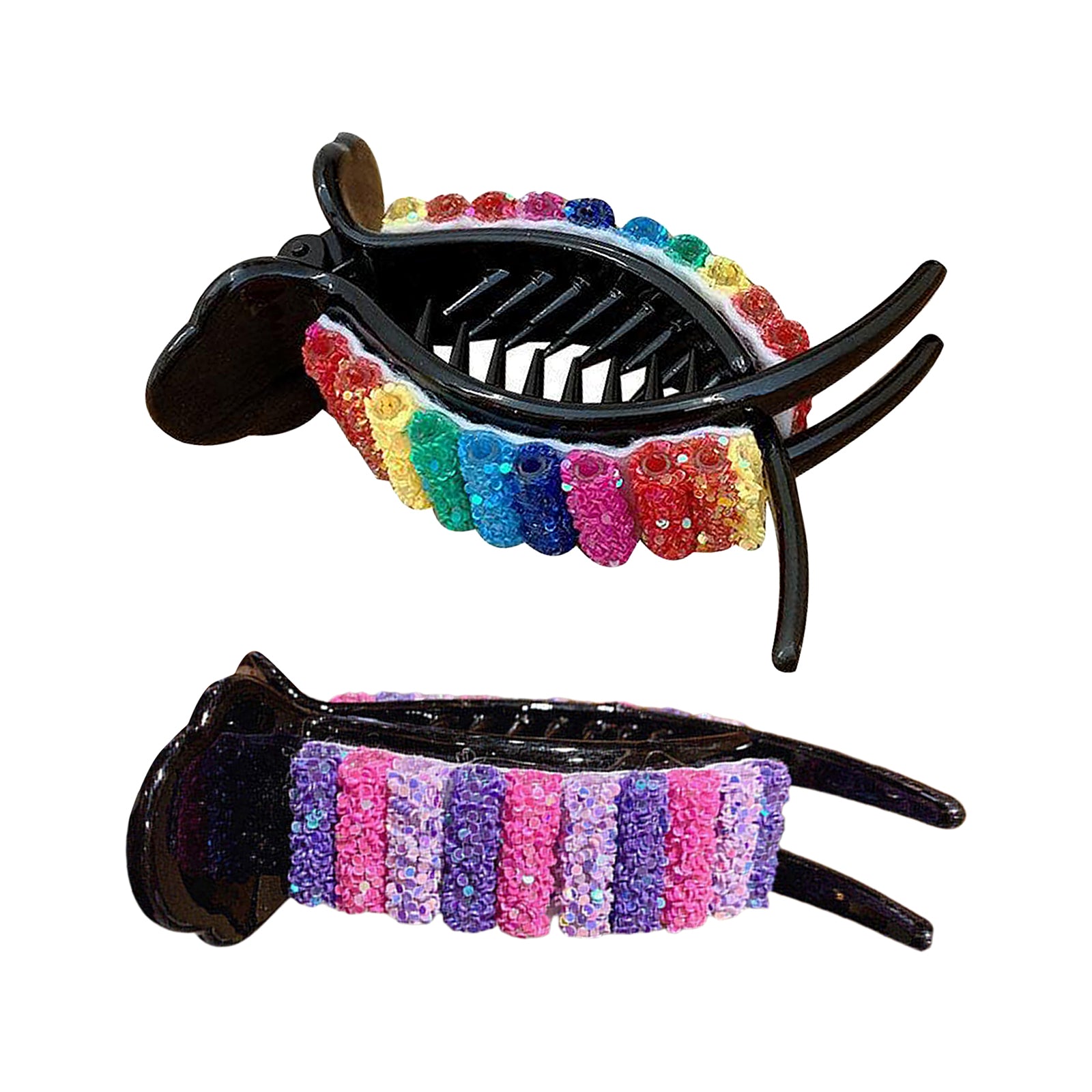 Sequins Hair Claw Clips Plastic Hairpin Paw Hair Bun Maker Hair Accessories Purple