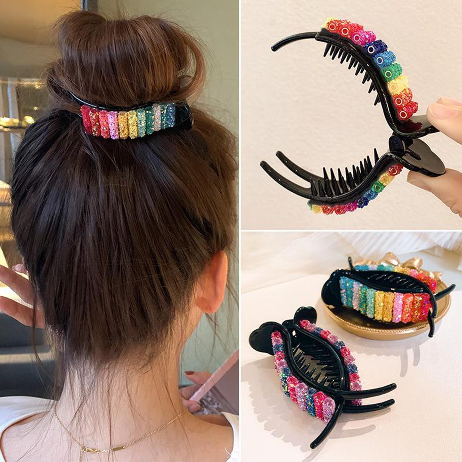 Sequins Hair Claw Clips Plastic Hairpin Paw Hair Bun Maker Hair Accessories Colorful