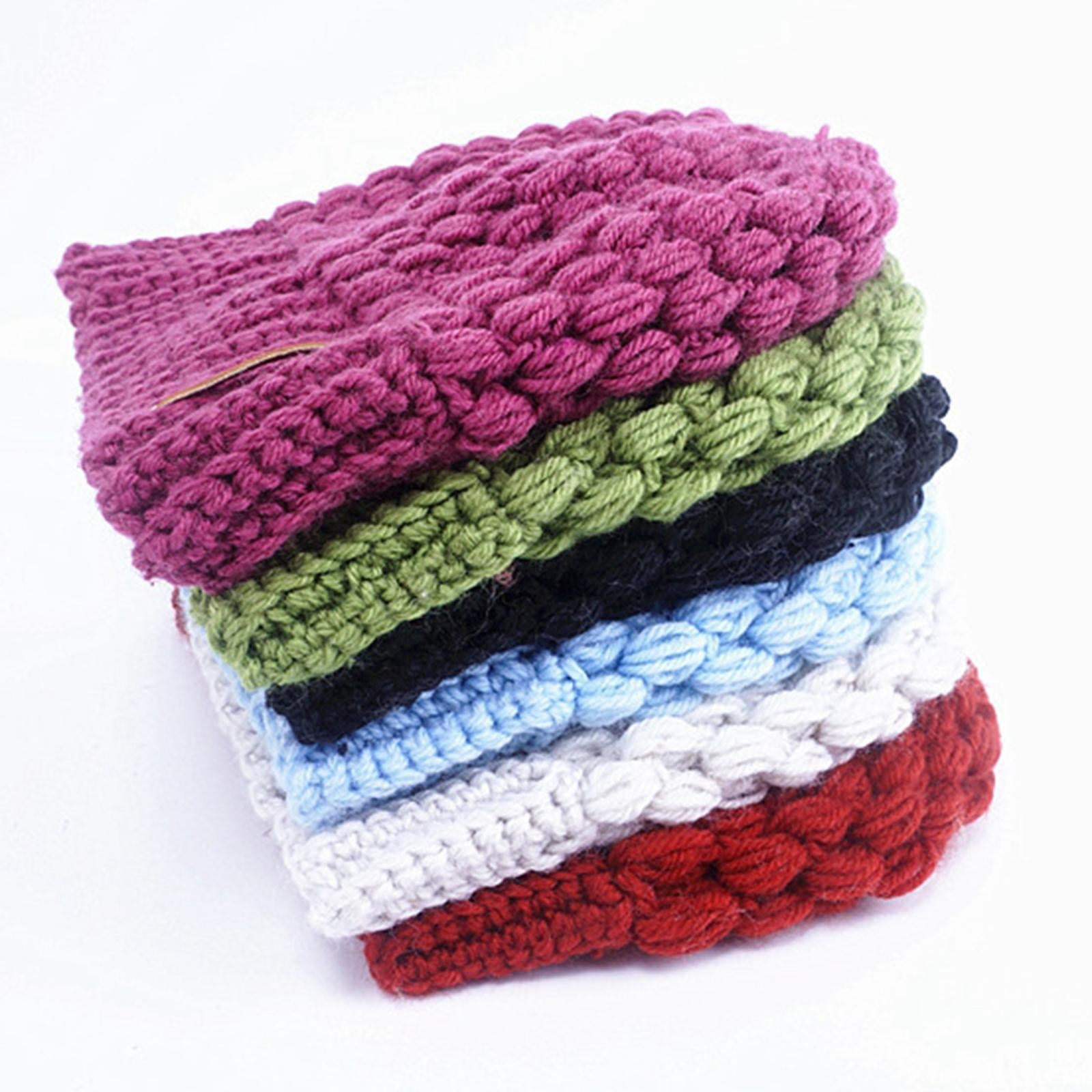 Ponytail Messy Bun Beanie Hats Knit Stretchy Beanie Hats Cap Red