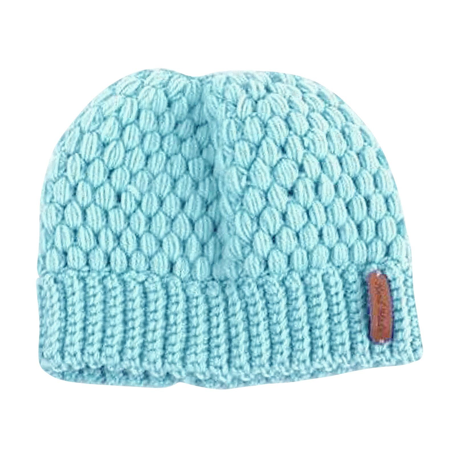 Ponytail Messy Bun Beanie Hats Knit Stretchy Beanie Hats Cap Blue