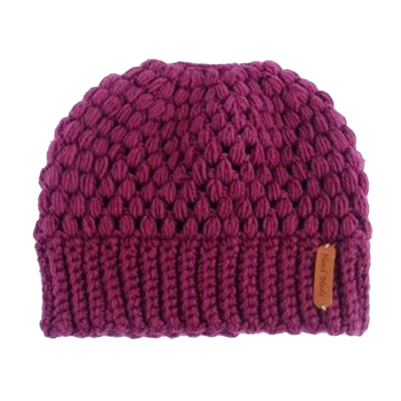 Ponytail Messy Bun Beanie Hats Knit Stretchy Beanie Hats Cap Taro Milk