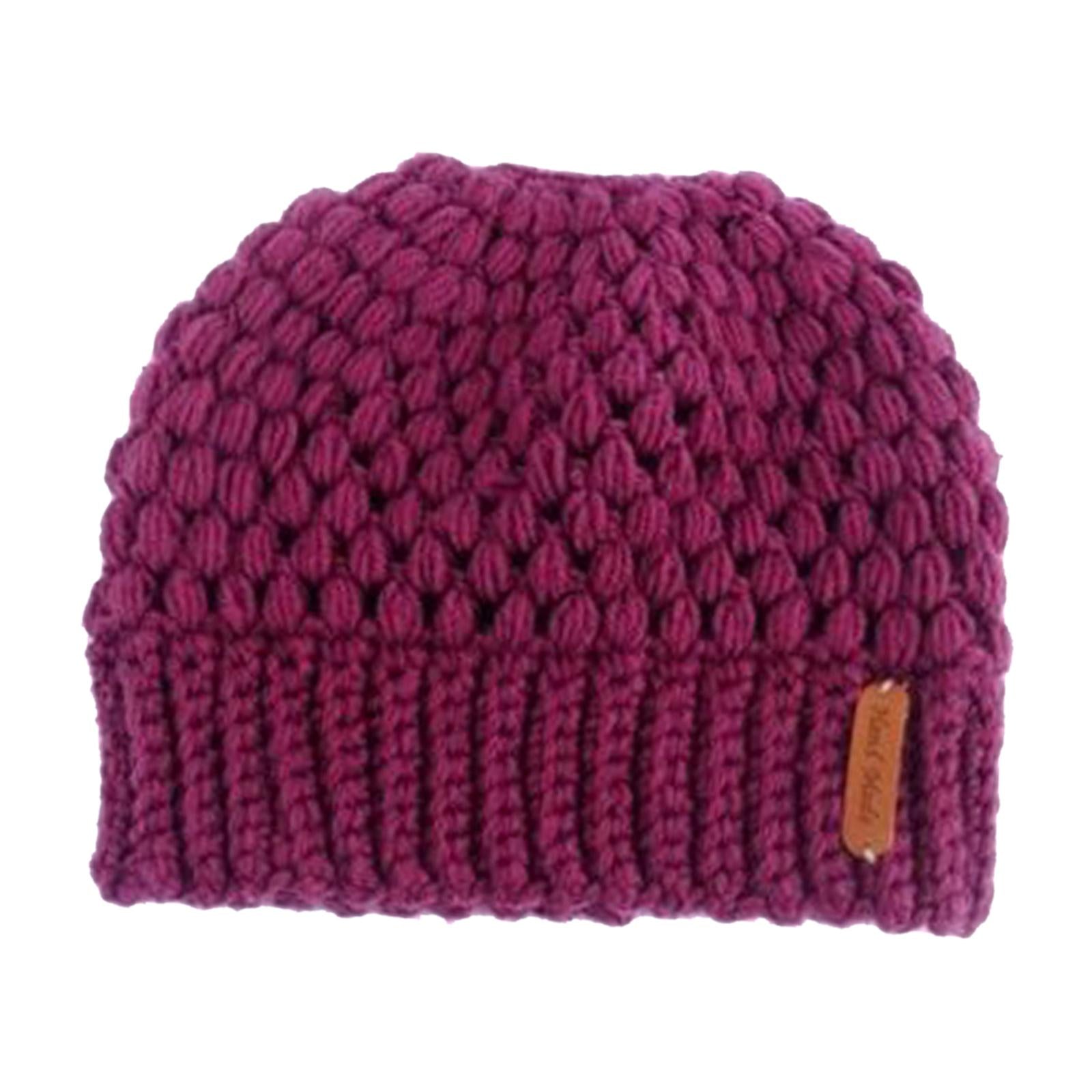 Ponytail Messy Bun Beanie Hats Knit Stretchy Beanie Hats Cap Taro Milk