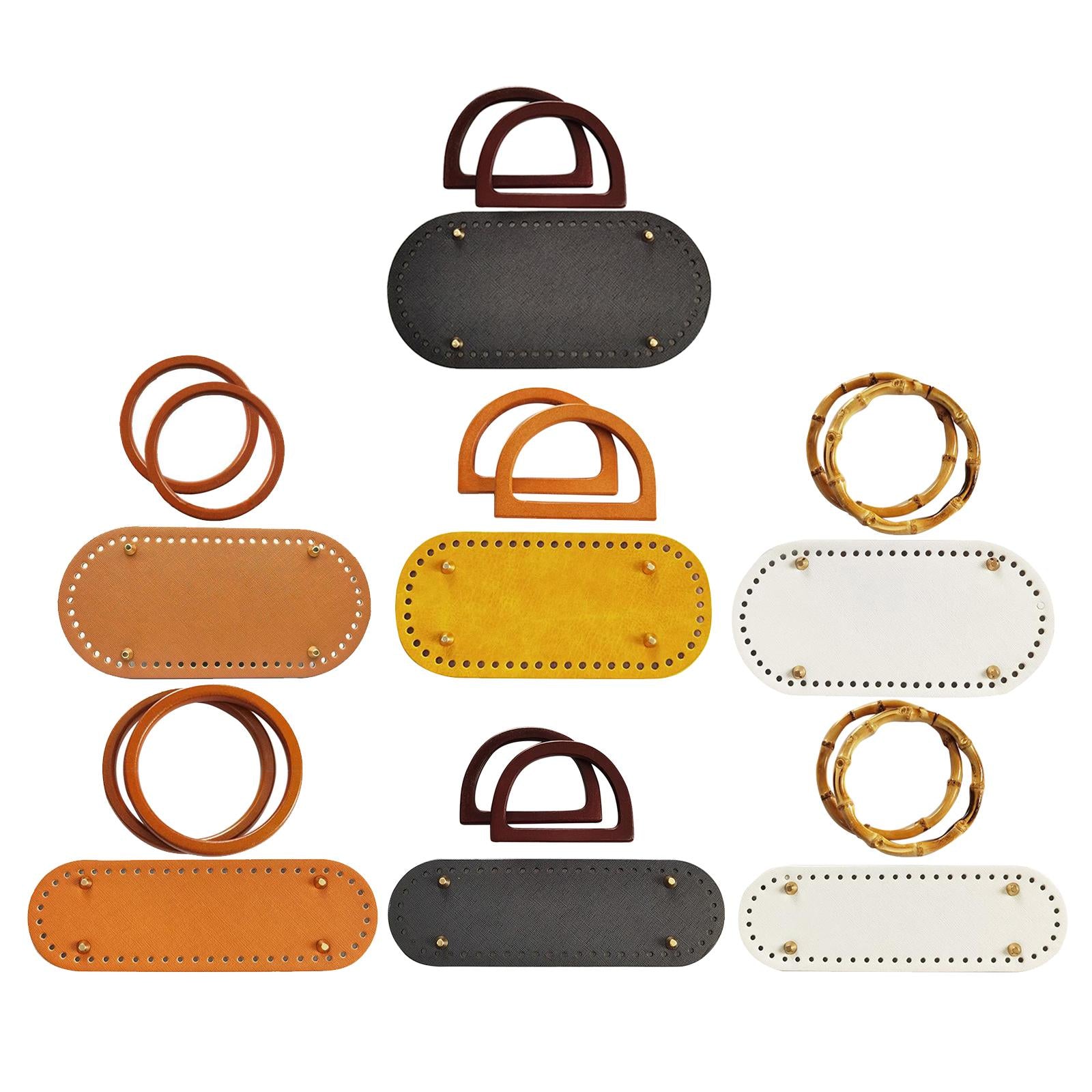 Crochet Bag Bottom Leather Base Tote Handle Set DIY Knitting bAG Style 1