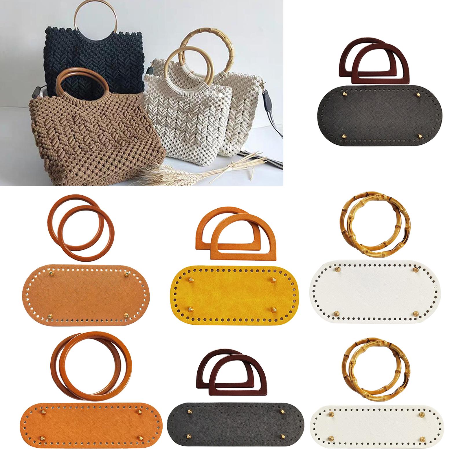 Crochet Bag Bottom Leather Base Tote Handle Set DIY Knitting bAG Style 1