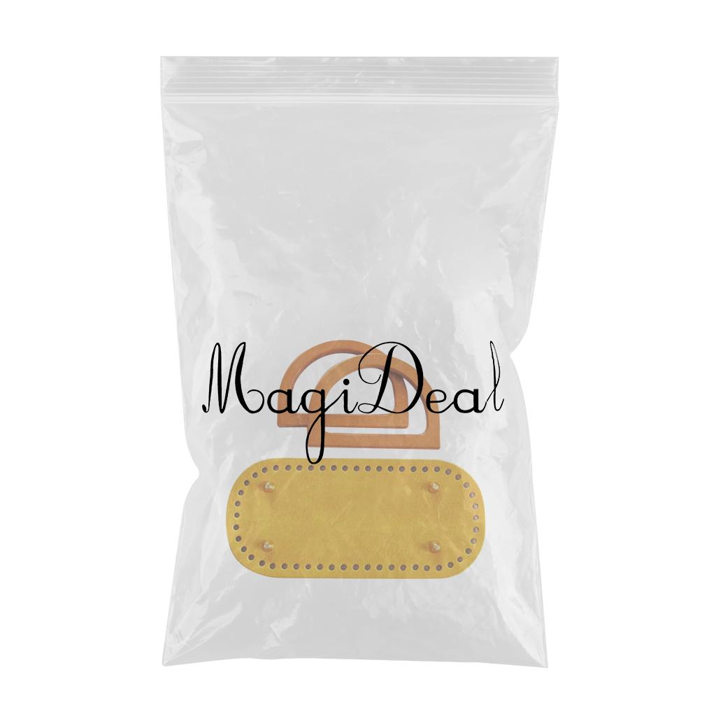 Crochet Bag Bottom Leather Base Tote Handle Set DIY Knitting bAG Style 3