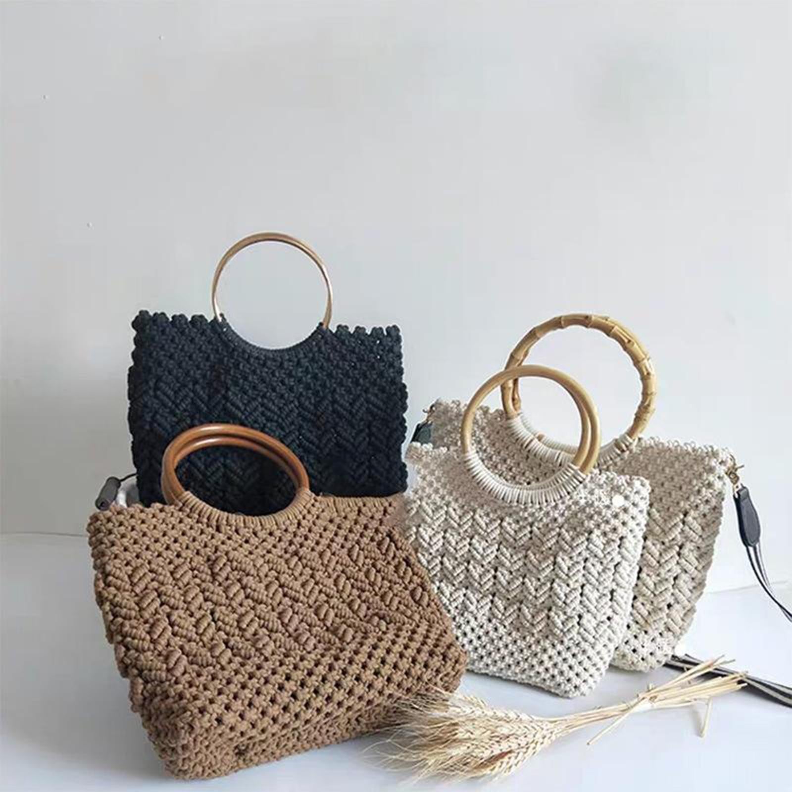 Crochet Bag Bottom Leather Base Tote Handle Set DIY Knitting bAG Style 4