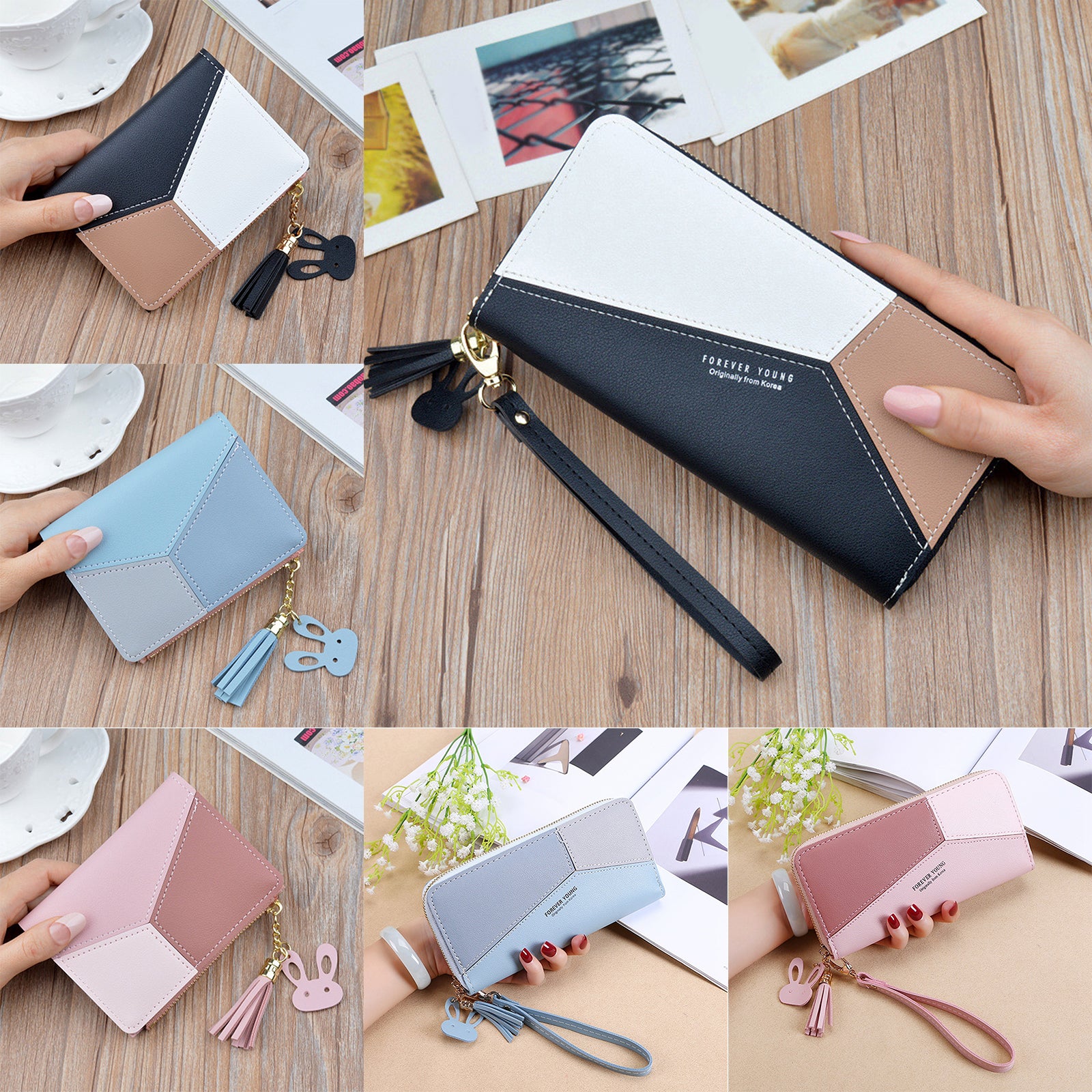 Women Wallet Wristlet Clutch Card Holder Organizer Phone Purse Long Blue