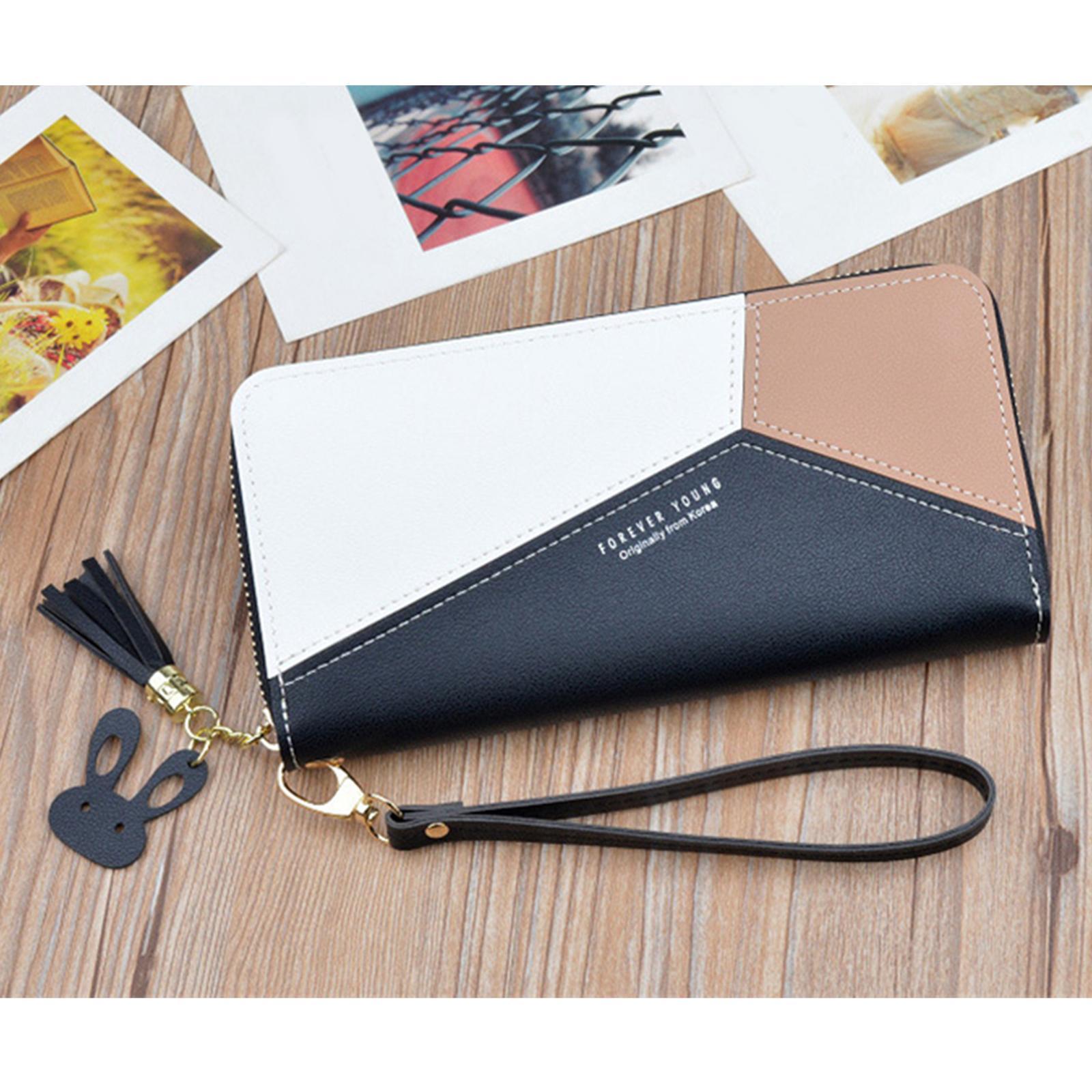 Women Wallet Wristlet Clutch Card Holder Organizer Phone Purse Long Black