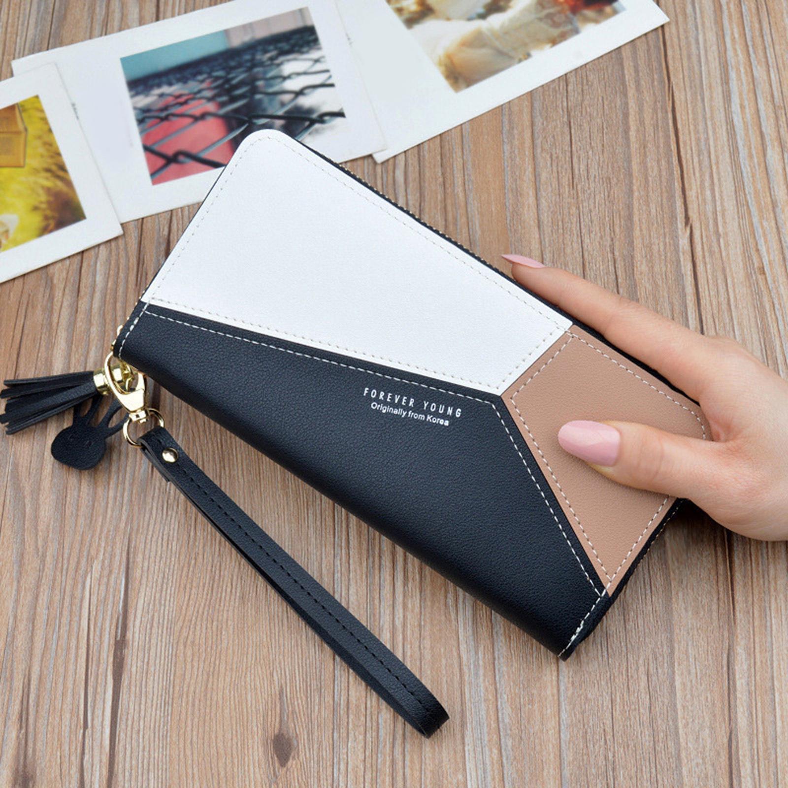 Women Wallet Wristlet Clutch Card Holder Organizer Phone Purse Long Black