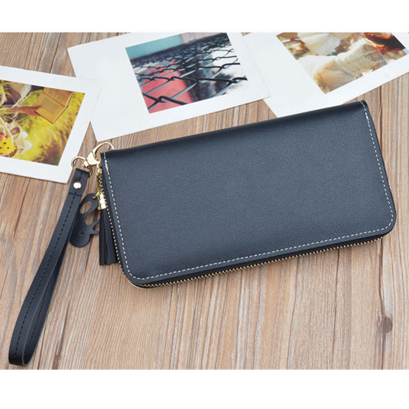 Women Wallet Wristlet Clutch Card Holder Organizer Phone Purse Long Black