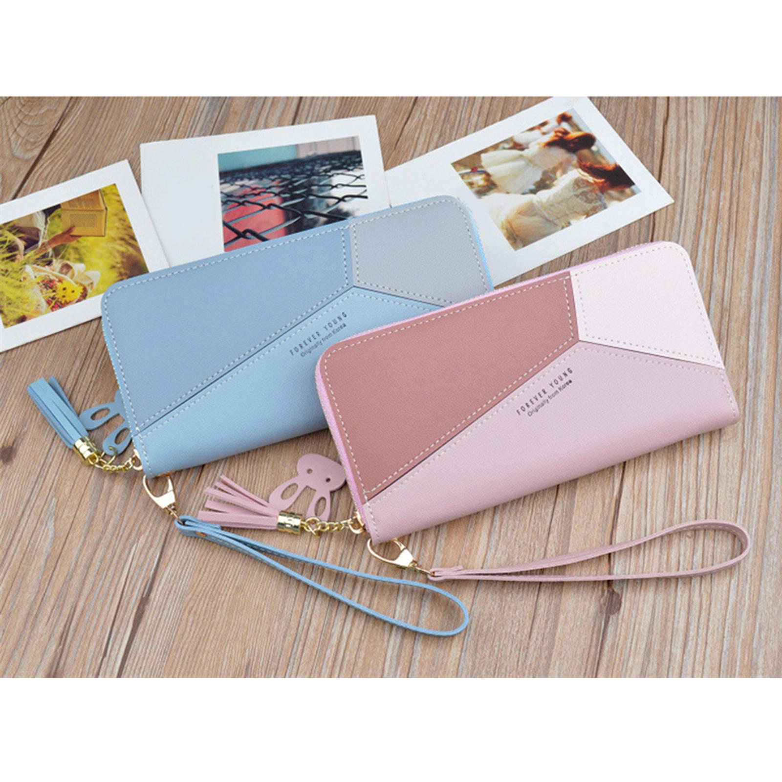 Women Wallet Wristlet Clutch Card Holder Organizer Phone Purse Long Pink