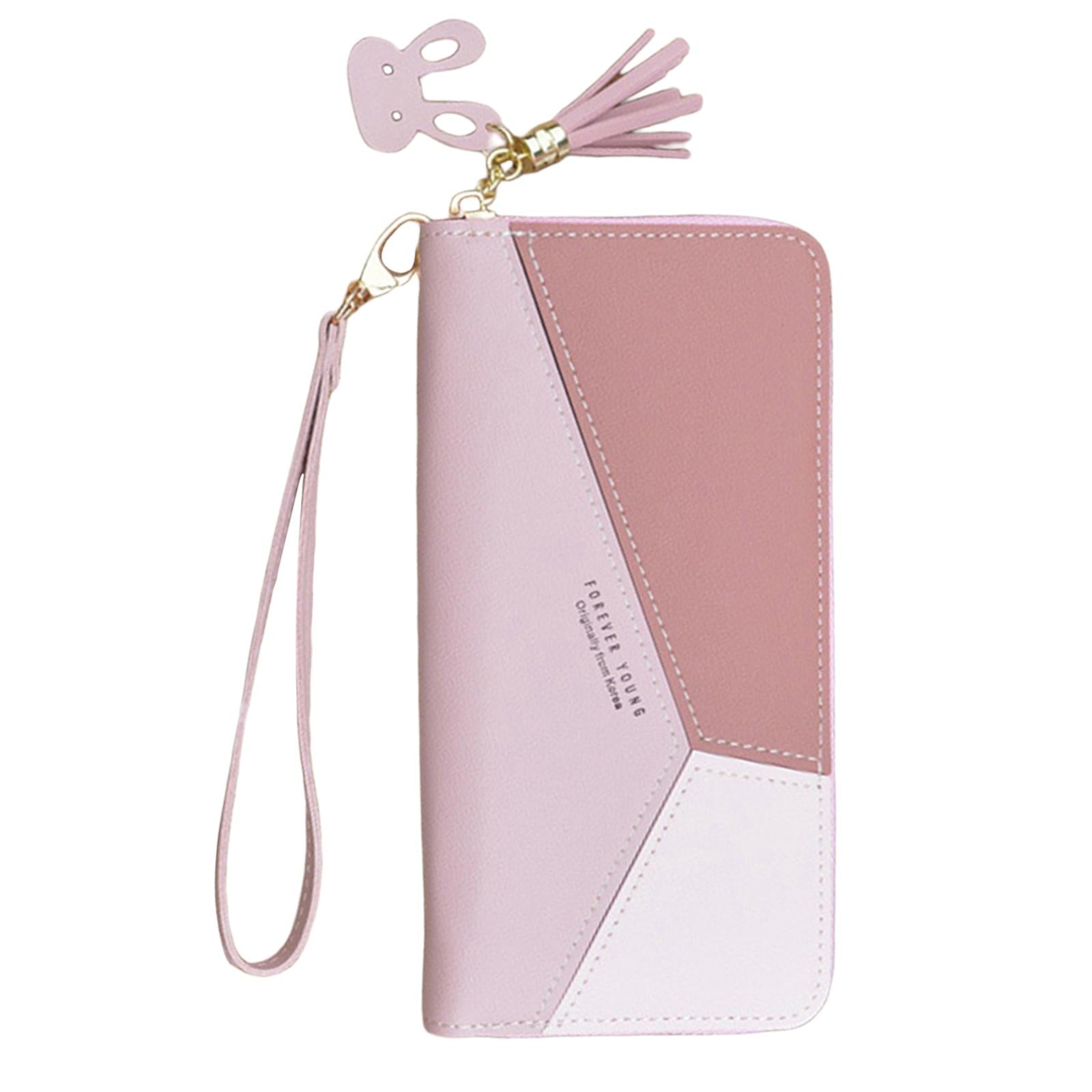 Women Wallet Wristlet Clutch Card Holder Organizer Phone Purse Long Pink